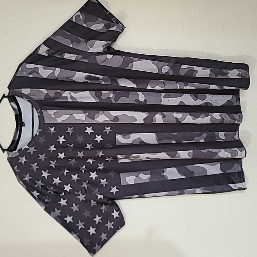 Greyed Out American Flag Subdued Camo Mens Graphic T Shirt Dry Fit Size 3XL